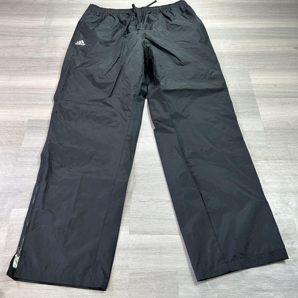 Adidas Rain Pants Mens XL Black Packable ClimaProof Golf Zip Hem Waterproof